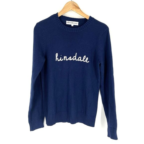 Ellsworth + Ivey Sweater Size Small Womens Navy Hinsdale Classic Crewneck Knit - Picture 1 of 7